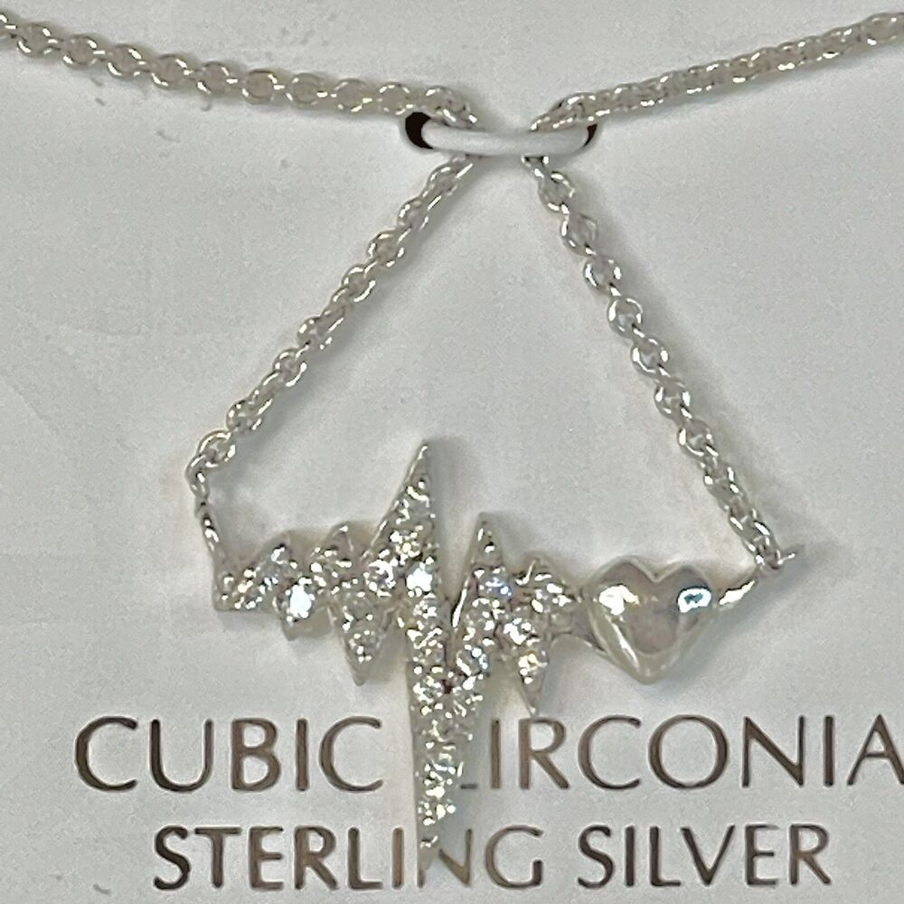 Giani Bernini Heart Beat Choker Necklace Sterling Silver 925 & CZ Stones 16” New